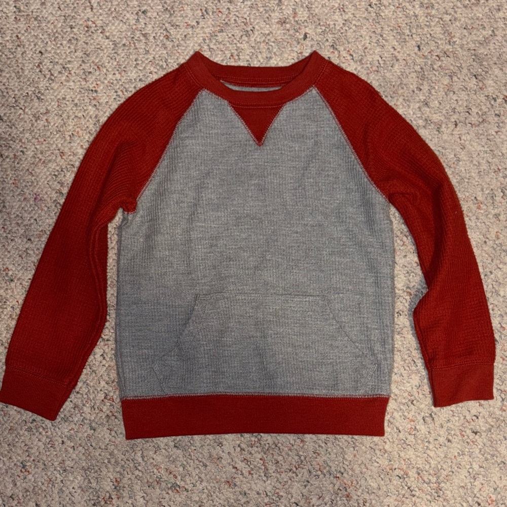 Old Navy Men's Red and Gray Crewneck Sweater